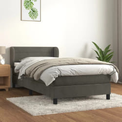 vidaXL Lit avec Sommier et Matelas - Gris Foncé 100x200cm