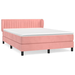 Sommier À Lattes De Lit Avec Matelas Rose 140x200 Cm Velours Vidaxl