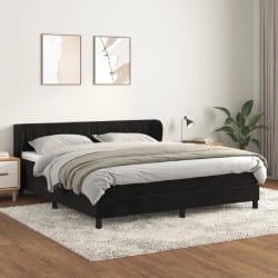 vidaXL Sommier à lattes de lit et matelas Noir 160x200 cm Velours - 160 x 200 cm