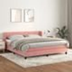 vidaXL Sommier à lattes de lit avec matelas Rose 180x200 cm Velours - 180 x 200 cm