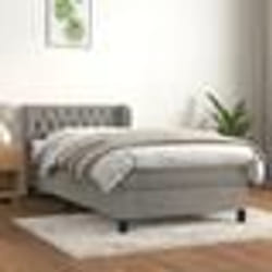 vidaXL Sommier à lattes de lit et matelas Gris clair 90x200 cm Velours - 90 x 200 cm