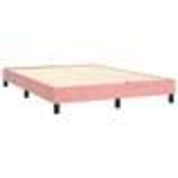 vidaXL Sommier à lattes de lit avec matelas Rose 140x190 cm Velours - 140 x 190 cm