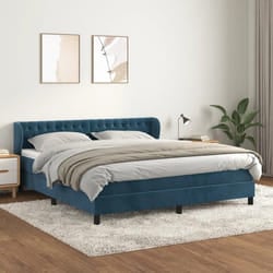 vidaXL Sommier à lattes de lit et matelas Bleu foncé 180x200cm Velours - 180 x 200 cm