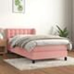 vidaXL Sommier à lattes de lit avec matelas Rose 90x190 cm Velours - 90 x 190 cm