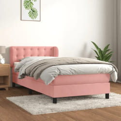 vidaXL Sommier à lattes lit avec matelas 100x200 cm - Rose
