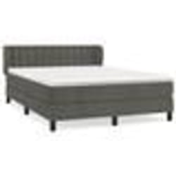 vidaXL Sommier à lattes de lit et matelas Gris foncé 140x190cm Velours - 140 x 190 cm