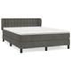 vidaXL Sommier à lattes de lit et matelas Gris foncé 140x200cm Velours - 140 x 200 cm