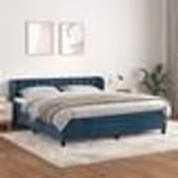 vidaXL Sommier à lattes de lit et matelas Bleu foncé 160x200cm Velours - 160 x 200 cm