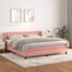 vidaXL Sommier à lattes de lit avec matelas Rose 160x200 cm Velours - 160 x 200 cm