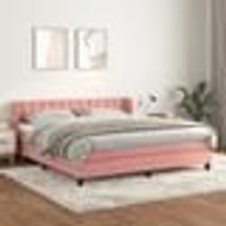 vidaXL Sommier à lattes de lit avec matelas Rose 180x200 cm Velours - 180 x 200 cm