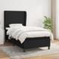 vidaXL Sommier à lattes de lit avec matelas Noir 90x190 cm Tissu - 90 x 190 cm