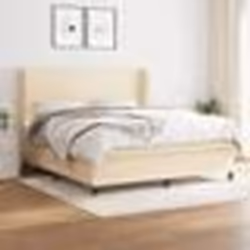vidaXL Sommier à lattes de lit avec matelas Crème 160x200 cm Tissu - 160 x 200 cm