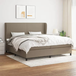 vidaXL Sommier à lattes de lit avec matelas Taupe 200x200 cm Tissu - 200 x 200 cm