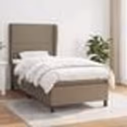 vidaXL Sommier à lattes de lit avec matelas Taupe 90x190 cm Tissu - 90 x 190 cm