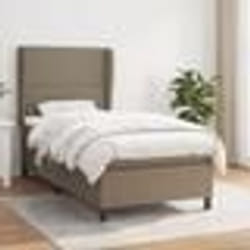 vidaXL Sommier à lattes de lit avec matelas Taupe 90x190 cm Tissu - 90 x 190 cm