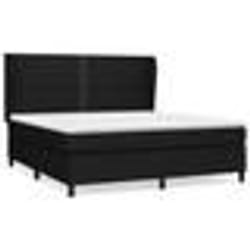 vidaXL Sommier à lattes de lit avec matelas Noir 160x200 cm Tissu - 160 x 200 cm