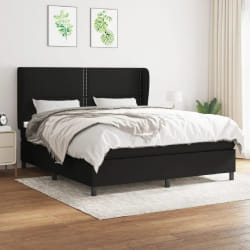 vidaXL Lit avec Sommier et Matelas 180x200 cm - Tissu Noir