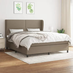 vidaXL Sommier à lattes de lit avec matelas Taupe 180x200 cm Tissu - 180 x 200 cm