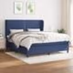 vidaXL Sommier à lattes de lit avec matelas Bleu 180x200 cm Tissu - 180 x 200 cm