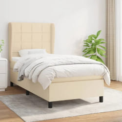 vidaXL Sommier à lattes de lit avec matelas Crème 80x200 cm Tissu - 80 x 200 cm