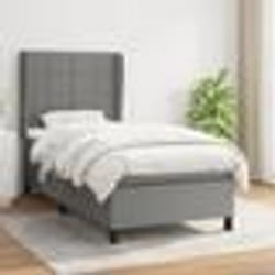 vidaXL Sommier à lattes de lit et matelas Gris foncé 90x190 cm Tissu - 90 x 190 cm