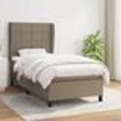 vidaXL Sommier à lattes de lit avec matelas Taupe 90x190 cm Tissu - 90 x 190 cm