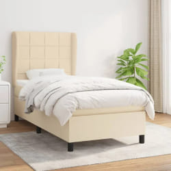 vidaXL Sommier à lattes de lit et matelas Crème 90x190 cm Tissu - 90 x 190 cm