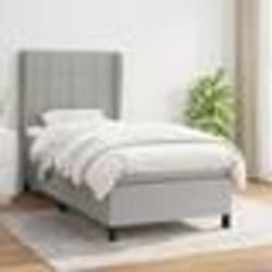 vidaXL Sommier à lattes de lit avec matelas Gris clair 90x200 cm Tissu - 90 x 200 cm