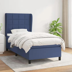 vidaXL Sommier à lattes de lit avec matelas Bleu 90x200 cm Tissu - 90 x 200 cm