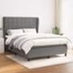 vidaXL Sommier à lattes de lit avec matelas Gris foncé 140x190cm Tissu - 140 x 190 cm