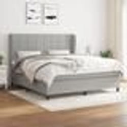 vidaXL Sommier à lattes de lit avec matelas Gris clair 160x200cm Tissu - 160 x 200 cm