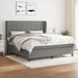 vidaXL Sommier à lattes de lit avec matelas Gris foncé 160x200cm Tissu - 160 x 200 cm