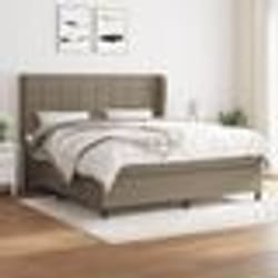 vidaXL Sommier à lattes de lit avec matelas Taupe 160x200 cm Tissu - 160 x 200 cm