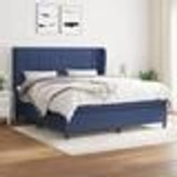 vidaXL Sommier à lattes de lit avec matelas Bleu 160x200 cm Tissu - 160 x 200 cm