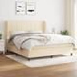 vidaXL Sommier à lattes de lit avec matelas Crème 180x200 cm Tissu - 180 x 200 cm
