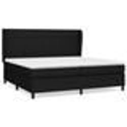vidaXL Sommier à lattes de lit avec matelas Noir 200x200 cm Tissu - 200 x 200 cm
