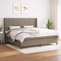 vidaXL Sommier à lattes de lit avec matelas Taupe 200x200 cm Tissu - 200 x 200 cm