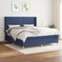 vidaXL Sommier à lattes de lit avec matelas Bleu 80x200 cm Tissu - 80 x 200 cm