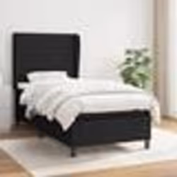 vidaXL Sommier à lattes de lit avec matelas Noir 90x200 cm Tissu - 90 x 200 cm