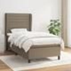 vidaXL Sommier à lattes de lit avec matelas Taupe 90x200 cm Tissu - 90 x 200 cm