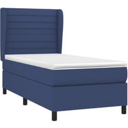 vidaXL Sommier à lattes de lit avec matelas Bleu 90x200 cm Tissu - 90 x 200 cm