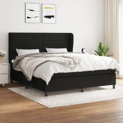 vidaXL Sommier à lattes de lit avec matelas Noir 160x200 cm Tissu - 160 x 200 cm
