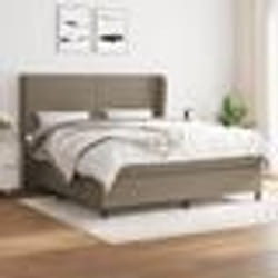 vidaXL Sommier à lattes de lit avec matelas Taupe 160x200 cm Tissu - 160 x 200 cm