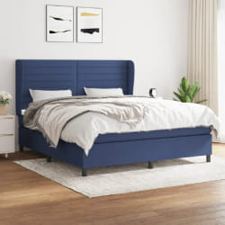 vidaXL Sommier à lattes de lit avec matelas - Bleu 160x200 cm Tissu