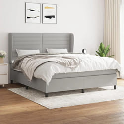 vidaXL Sommier à lattes de lit avec matelas Gris clair 180x200cm Tissu - 180 x 200 cm