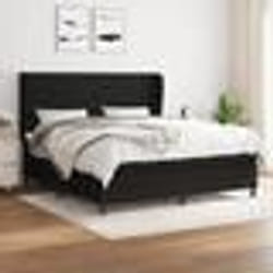 vidaXL Sommier à lattes de lit avec matelas Noir 180x200 cm Tissu - 180 x 200 cm