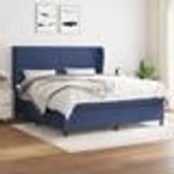 vidaXL Sommier à lattes de lit avec matelas Bleu 180x200 cm Tissu - 180 x 200 cm