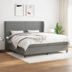 vidaXL Lit à sommier avec matelas - Gris foncé - 200x200 cm