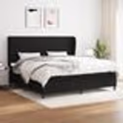 vidaXL Sommier à lattes de lit avec matelas Noir 200x200 cm Tissu - 200 x 200 cm