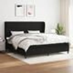 vidaXL Sommier à lattes de lit avec matelas Noir 200x200 cm Tissu - 200 x 200 cm